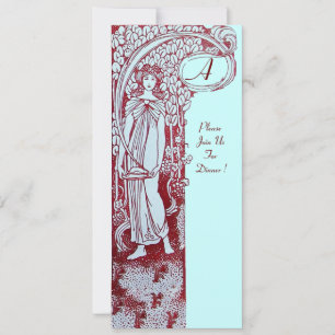 Invitation MENU RESTAURANT MONOGRAM Blue Brown Dîner, Brunch