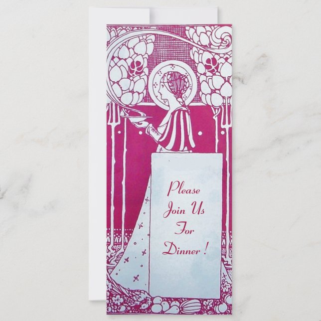 Invitation MENU RESTAURANT MONOGRAMME Rose Blanc Dîner,Brunch (Devant)