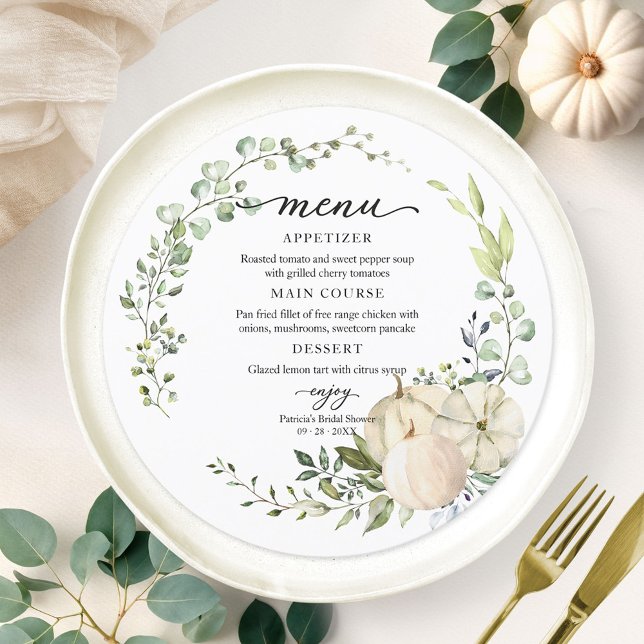 Invitation Menu Rond de Mariage Champêtre Citrouille Automne  (Créateur téléchargé)
