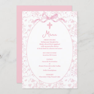 Invitation Menu rose toile