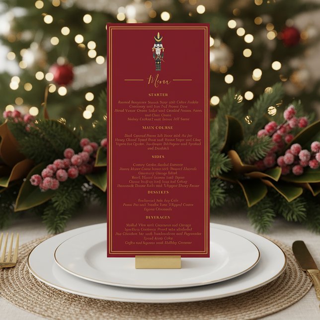 Invitation Menu Rouge du Dîner de Noël Casse-Noisette (Créateur téléchargé)