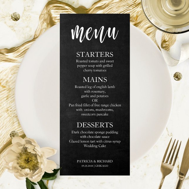 Invitation Menu sur tableau noir en noir et blanc (Créateur téléchargé)