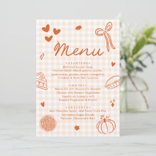 Invitation Menu Tartelette Mignonne Dessinée à la Main Orange