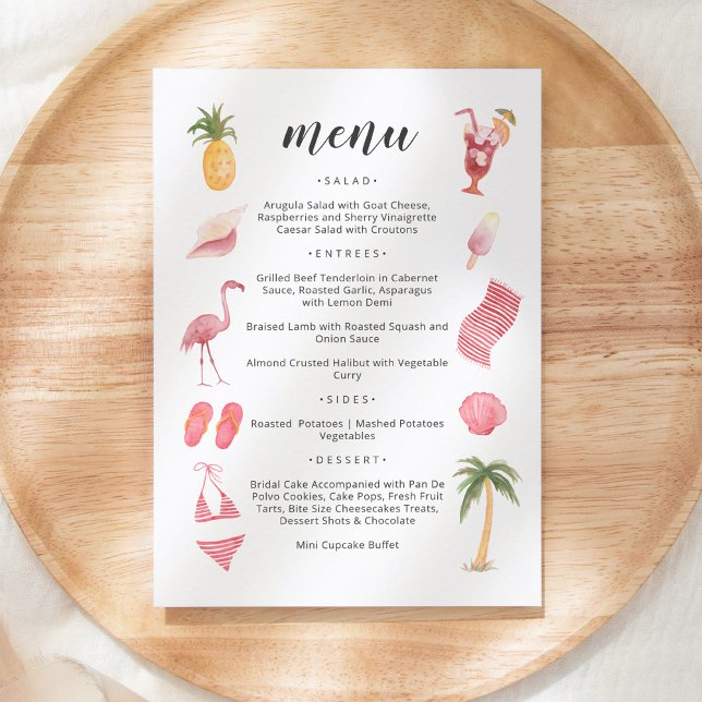 Invitation Menu Thème Plage Aquarelle (Créateur téléchargé)
