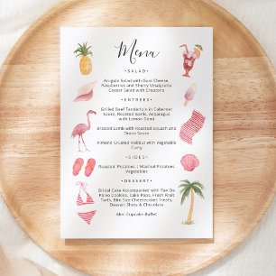 Invitation Menu Thème Plage Aquarelle