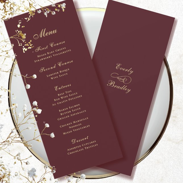 Invitation Menu traditionnel à écriture dorée sur fond rouge  (Créateur téléchargé)