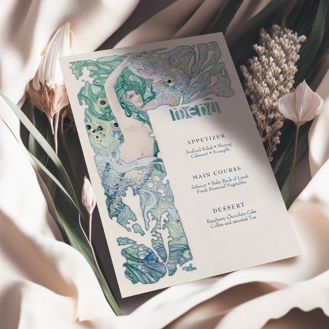 Invitation Menu Vintage Sirène Art Nouveau (Créateur téléchargé)