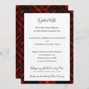 Invitation Menzies Red Clan Tartan Scottish Plaid