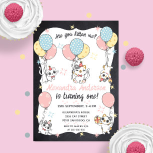 Invitation Meow Milestone : Thème Chat 1er Anniversaire Invit