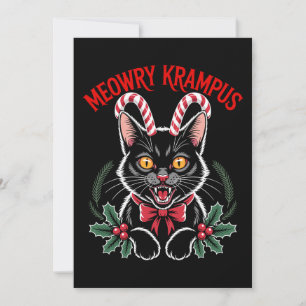 Invitation Meowry Krampus Noël Chat Noir Canne à Sucre Xmas