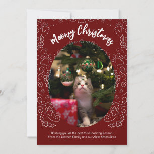 Invitation Meowy Christmas Chat Pet Christmas Card Dark Red