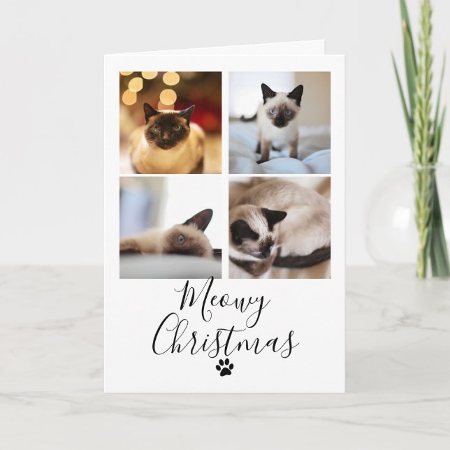 Invitation Meowy Christmas Photo Collage Cat Christmas Card (Devant)