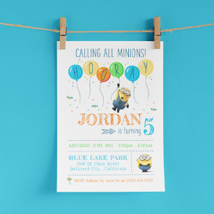 Invitation Méprisable   Minion Balloon Anniversaire