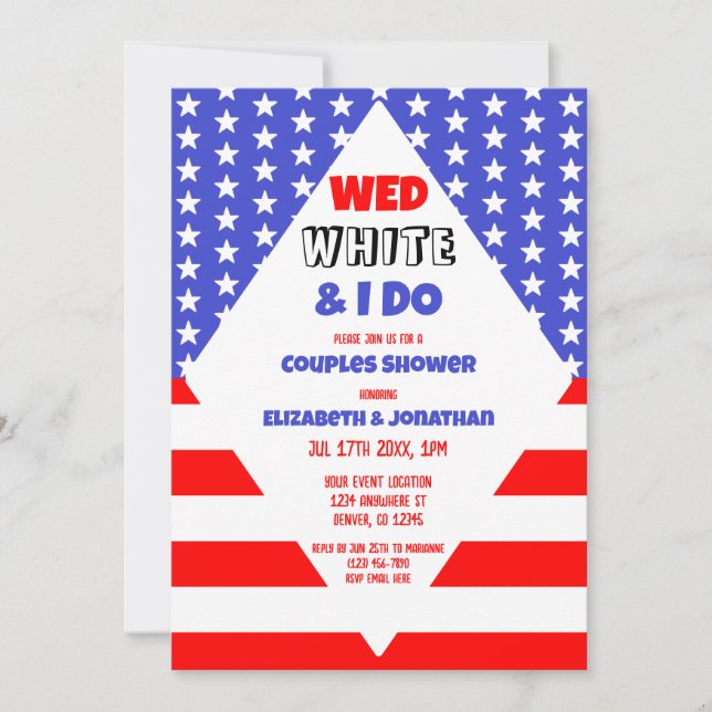 Invitation Mer, Blanc & Je fais Wedding shower des couples pa (Devant)