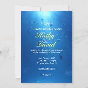 Invitation Mer Bleue Sous-marine Beau Mariage