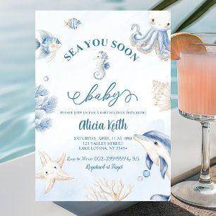 Invitation Mer Côtière Bleue vous bientôt Baby Shower