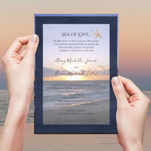 Invitation Mer d'amour   Beach Sunset Starfish Mariage