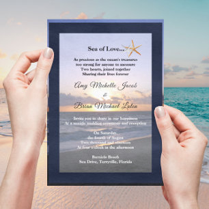 Invitation Mer d'amour  Beach Sunset Starfish Mariage Invit