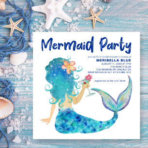 Invitation Mer de Mermaid   Fête des mariées de boisson tropi