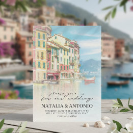 Invitation Mer d'Italie | Mariage d'aquarelle Portofino