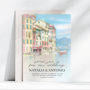 Invitation Mer d'Italie   Mariage d'aquarelle Portofino