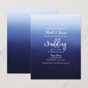 Invitation Mer Océan Bleu Moderne Minimaliste Mariage de Plag