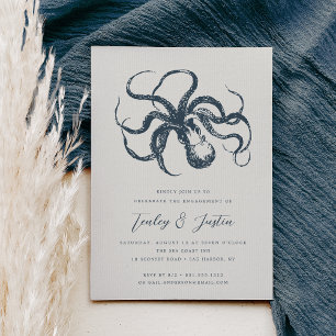 Invitation Mer profonde   Elegant Beach Coastal Engagement Pa