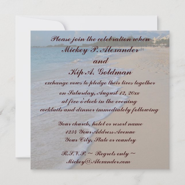 Invitation Mer tropicale turquoise et plage de sable (Devant)