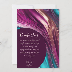 Invitation Merci-Abstrait moderne -Magenta Turquoise Gold-