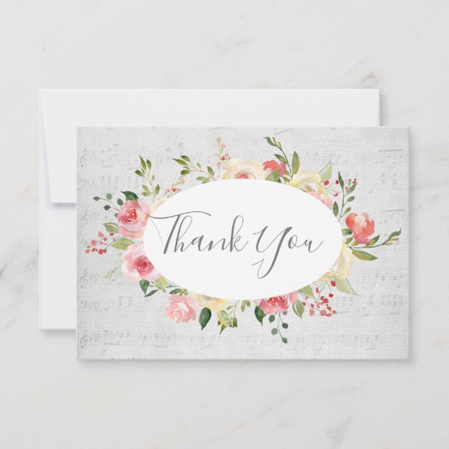 Invitation merci arrière - plan de musique vintage (Devant)