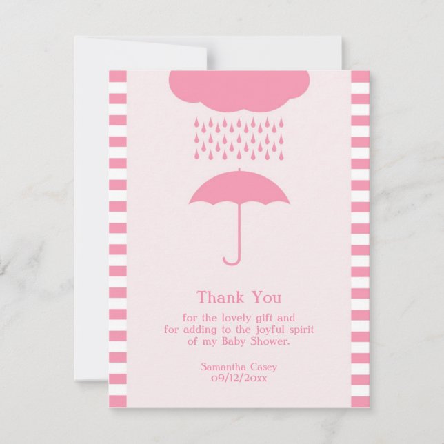 Invitation Merci Baby Girl Douche Plat Card (Devant)