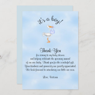 Invitation Merci Baby shower C'est une cigogne pour bébé