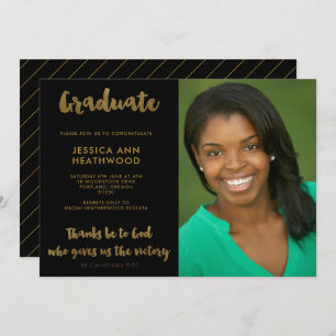 Invitation Merci Be to God Christian Photo Graduation Party