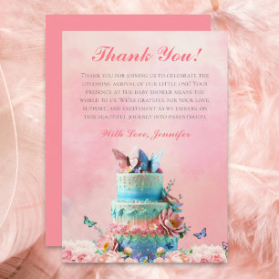 Invitation Merci Belles papillons jumeaux Baby Cake