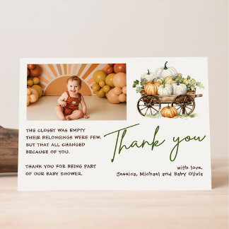 Invitation Merci Boho Photo Automne Citrouille Baby Shower