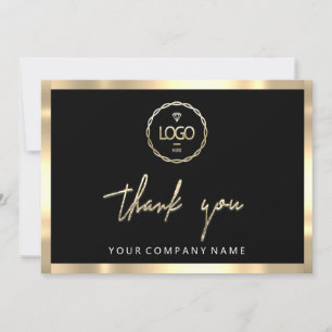 Invitation Merci Business Insertion Logo Gold Frame Black