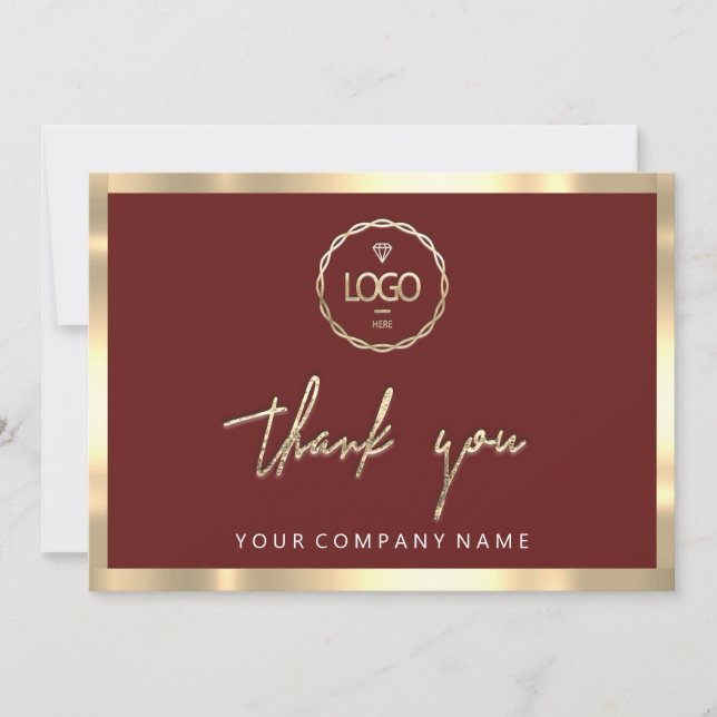 Invitation Merci Business Insertion Logo Gold Frame Brown (Devant)