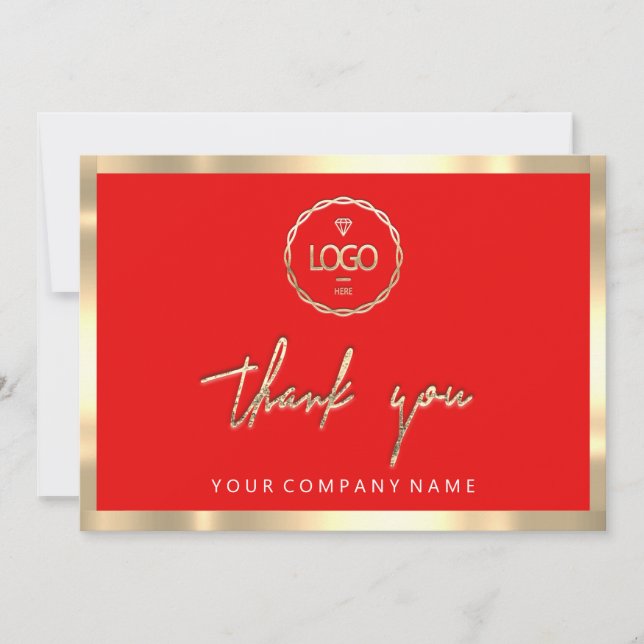 Invitation Merci Business Insertion Logo Gold Frame Rouge (Devant)