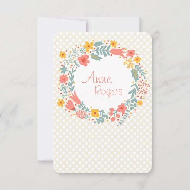 Invitation Merci/Carte pour notes de la couronne de printemps (Devant)