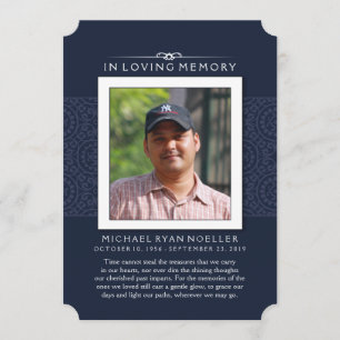 Invitation Merci commémoratif en bleu profond Photo PEUT-ÊTRE