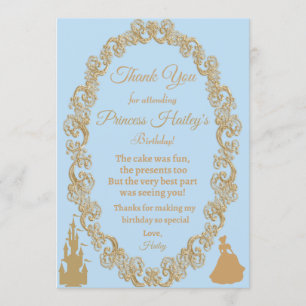 Invitation Merci d'anniversaire de Cendrillon