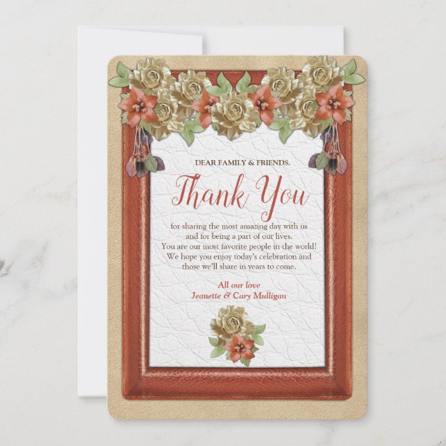 Invitation Merci d'art textile en cuir et daim (Devant)