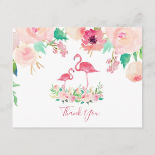 Invitation Merci de baby shower de Flamant rose