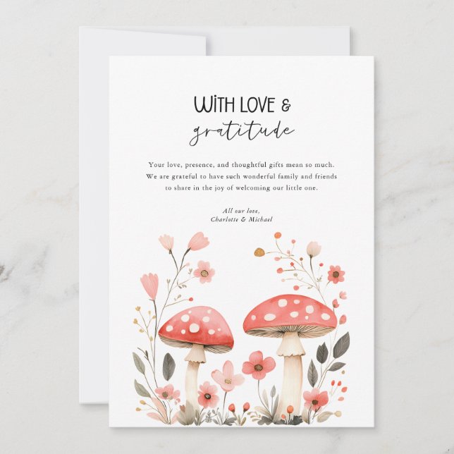 Invitation Merci de Baby shower Fleur sauvage des petits cham (Devant)