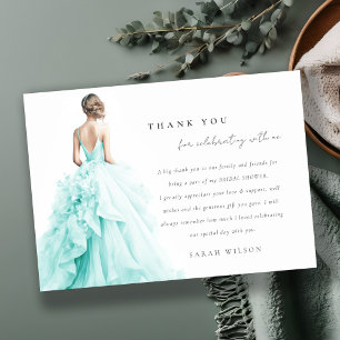 Invitation Merci de Fête des mariées Mariage bleu Aqua