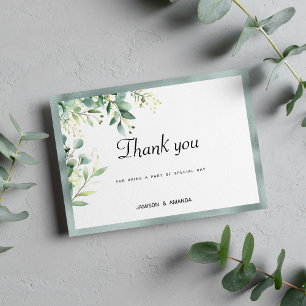 Invitation Merci de feuillage de l'eucalyptus vert menthe