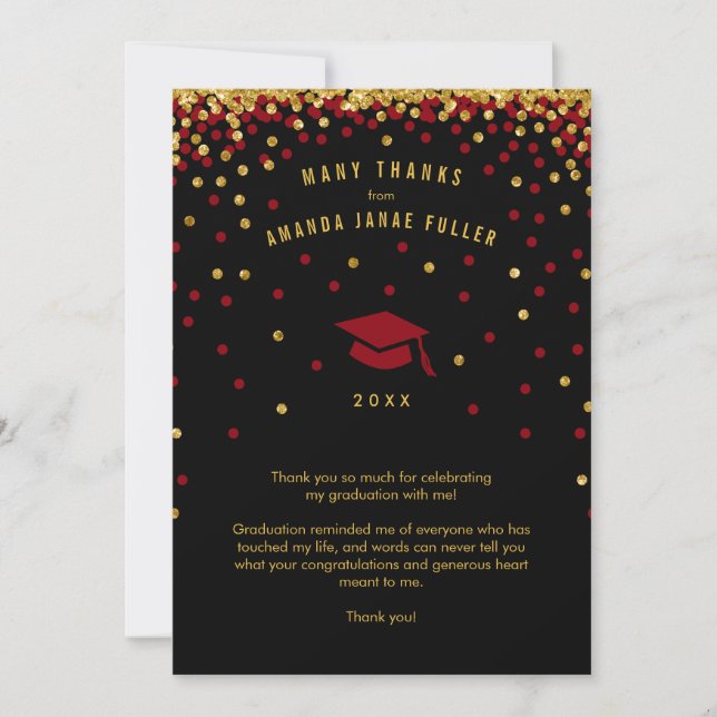 Invitation Merci de graduation Confetti, Parties scintillant  (Devant)