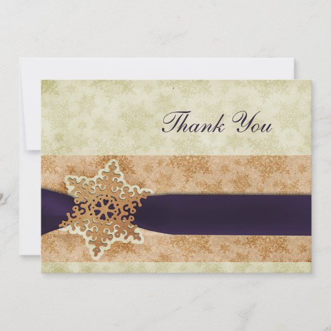 Invitation Merci de mariage d'hiver violet rustique (Devant)