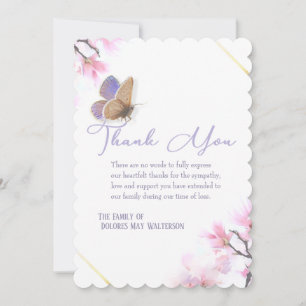 Invitation Merci de Sympathie du papillon rose et pourpre