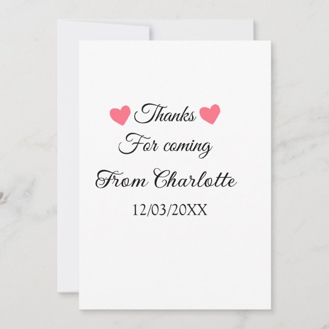 Invitation merci d'être venu nom à ajouter message texte  (Devant)